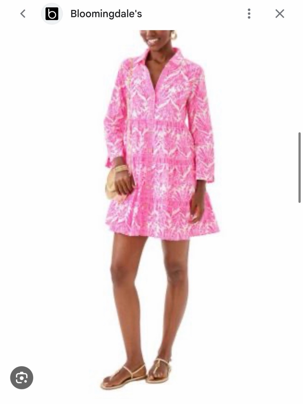 Lilly Pulitzer Pink Floral Print Collared Midi Dress